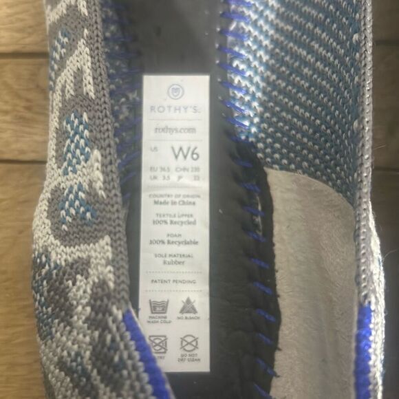 Rothy's the flats grey and blue spotted leopard slip on shoes comfort retired - Picture 4 of 8